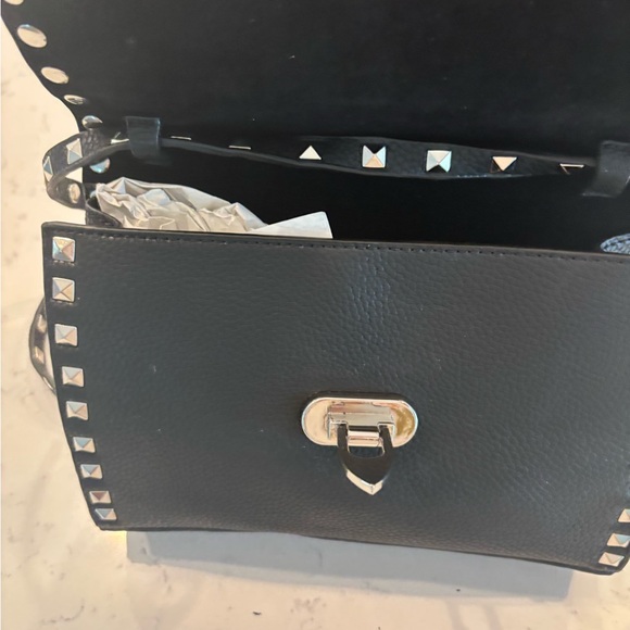 NWOT Black Studded Leather Crossbody Bag - Picture 3 of 4